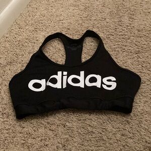 Adidas Black and White Logo Sports Bra